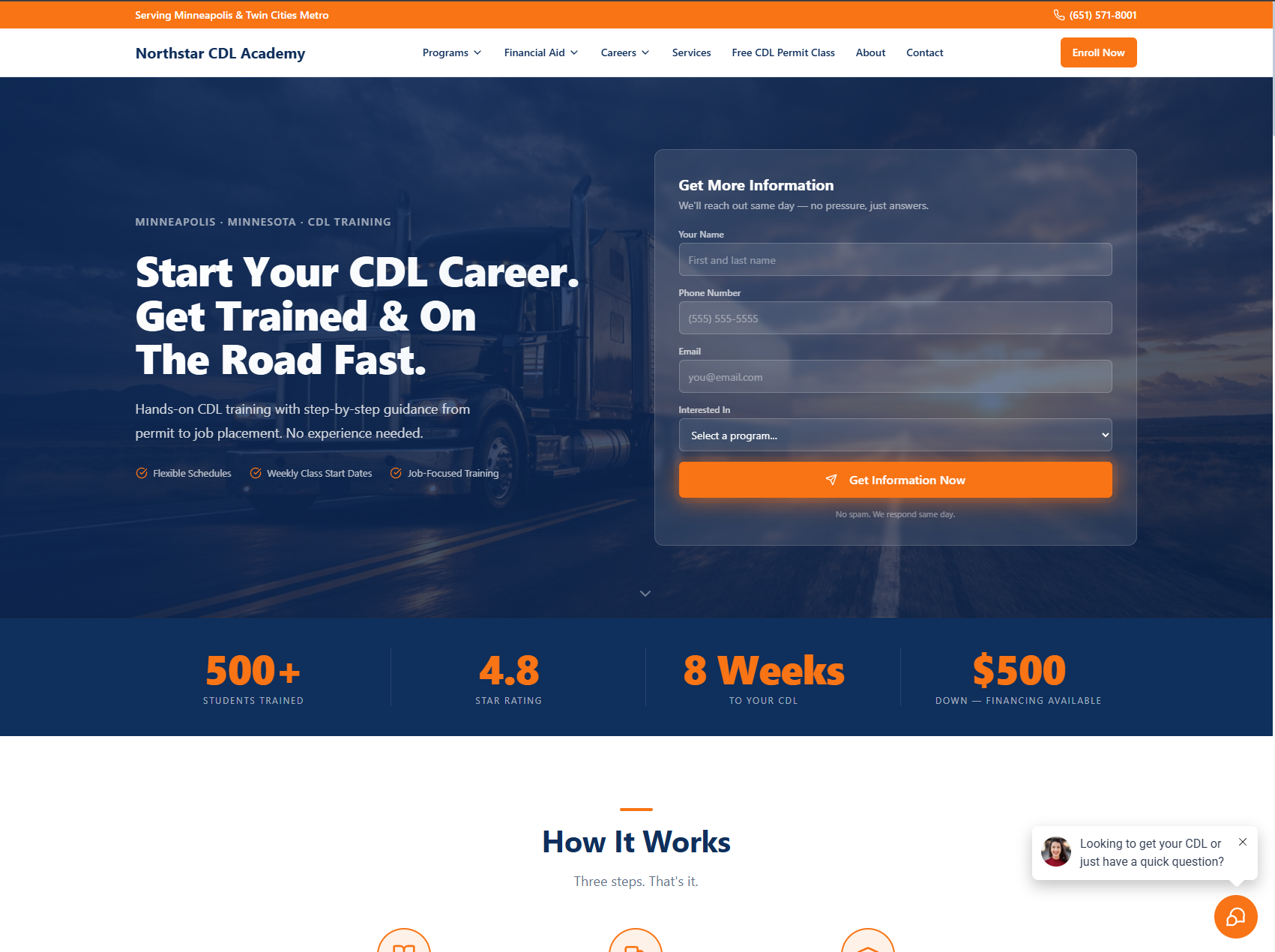 Northstar CDL Academy homepage